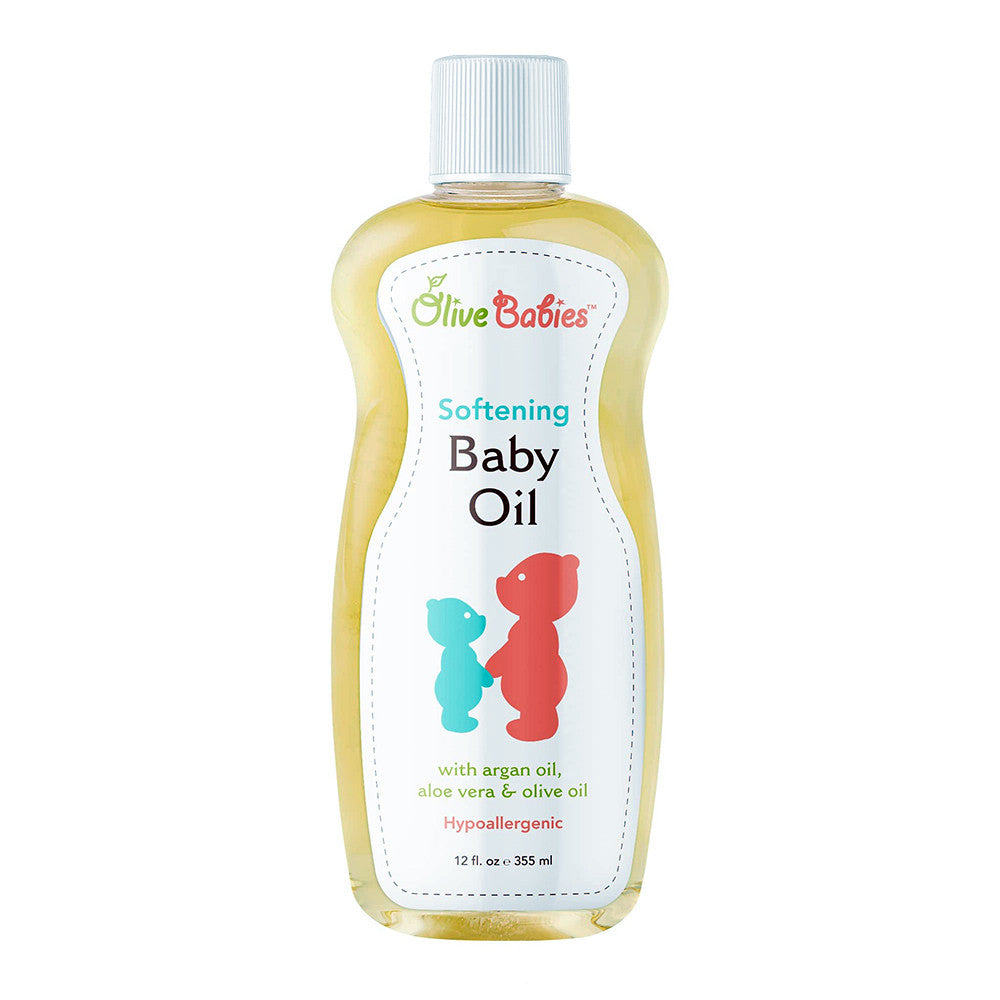 Olive Babies Softening Baby Oil, With Argan Oil, Olive Oil and Aloe Vera, 12 oz